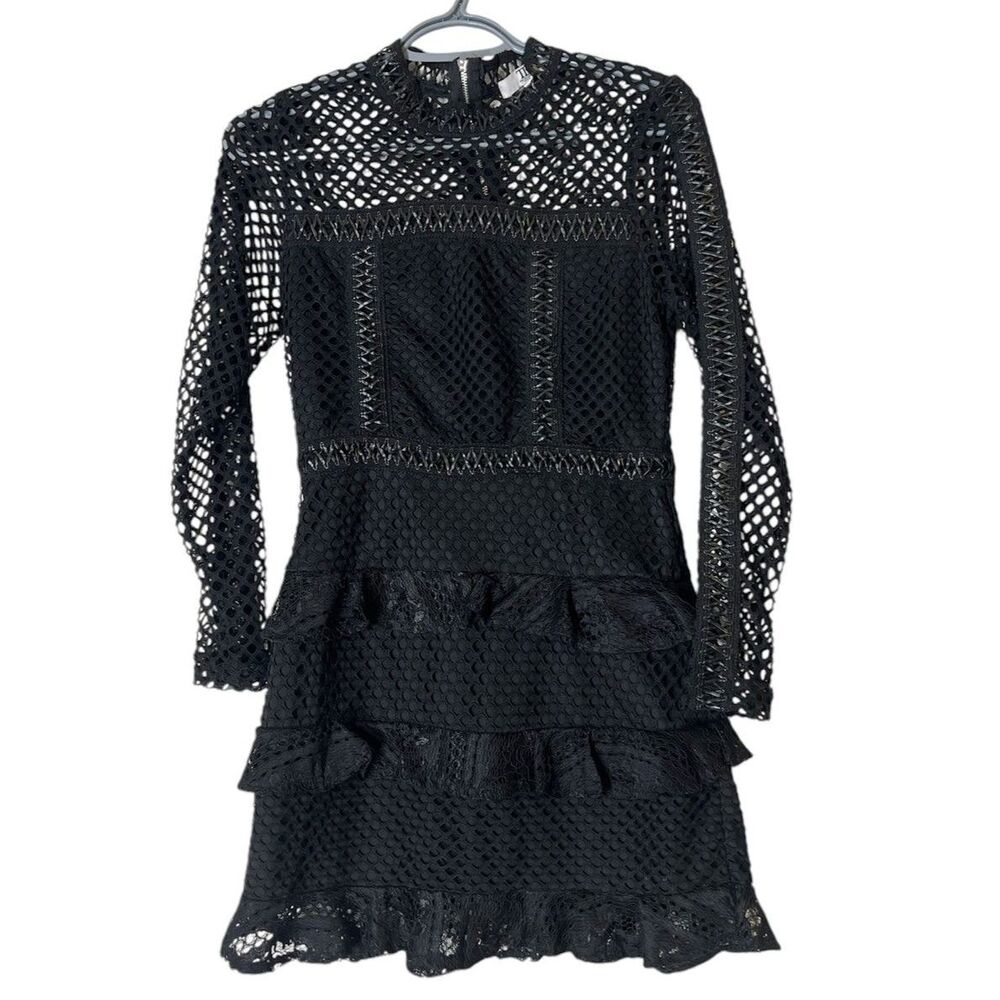 True Decadence Black Mesh Fishnet Mini Dress Womens Sz 8 Goth Punk Grunge Witchy